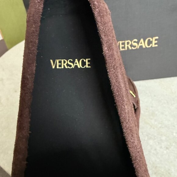 VERSACE 1009707 Medusa Men\'s Brown Suede Driver‎ Shoes, 40.5 main image 16